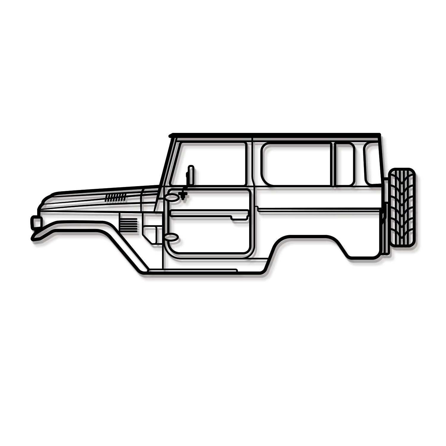 Minimalist 1979 FJ40 Toyota metal wall art – ready‑to‑hang off‑road icon