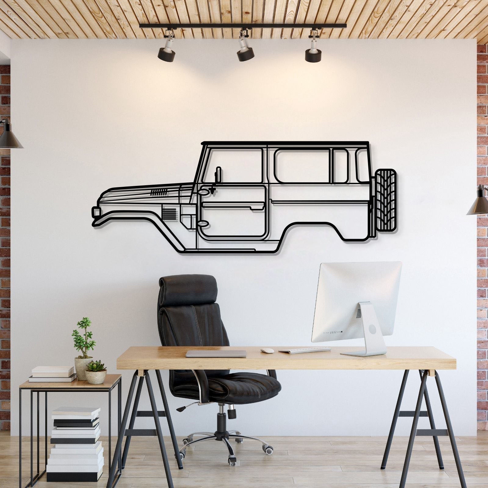 1979 Toyota FJ40 metal car wall art – classic off‑road SUV silhouette