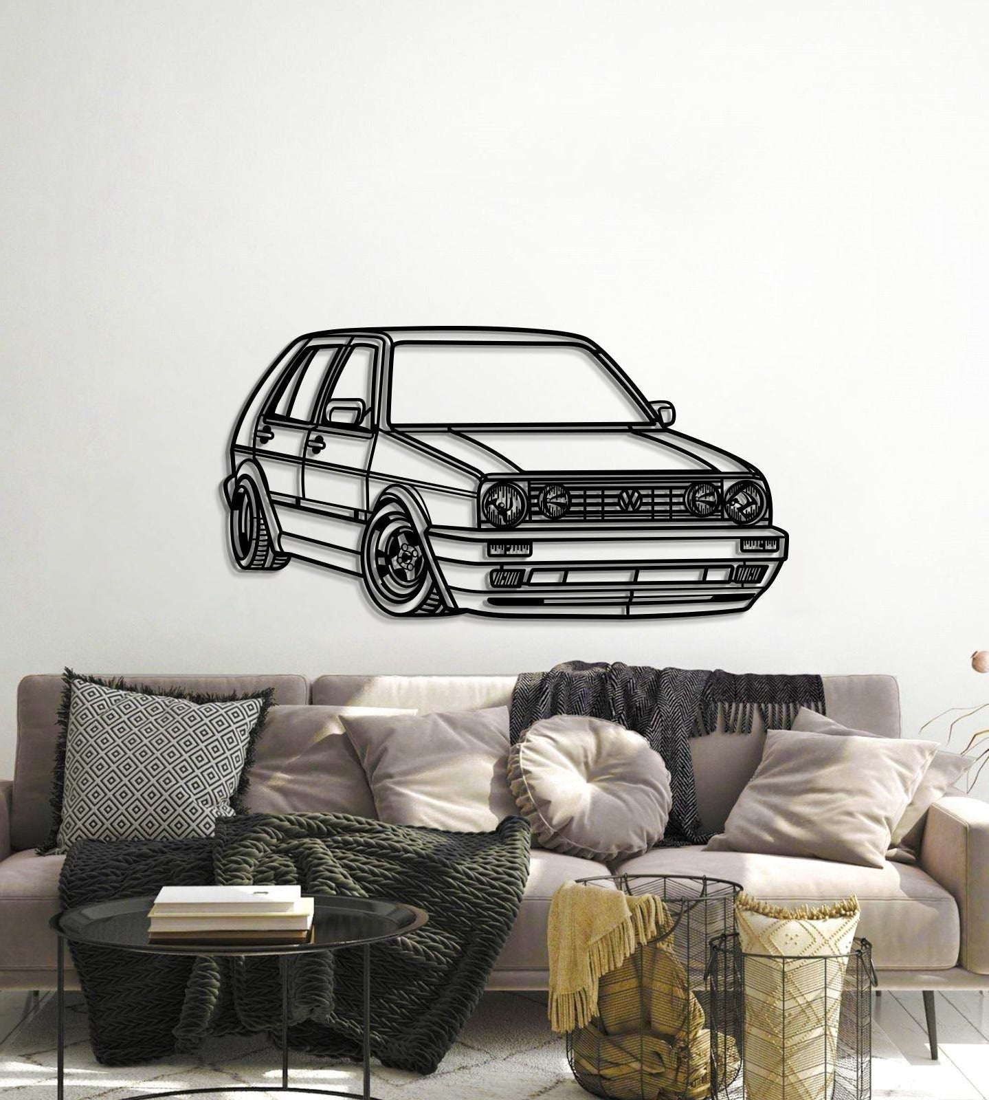 Large 1983 Golf MK2 perspective truck silhouette wall art for showroom