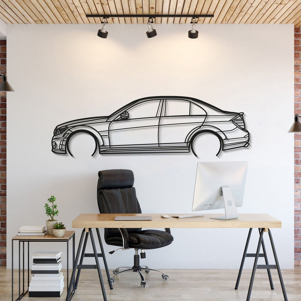 2009 Mercedes-AMG C63 W204 Metal Wall Art Laser Cut 2 Mm Steel Silhouette