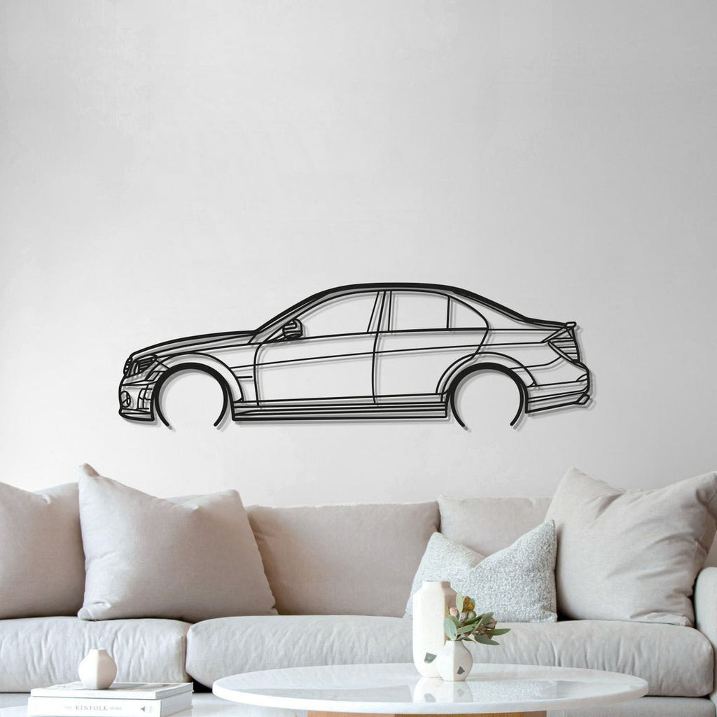 2009 Mercedes-AMG C63 W204 Metal Wall Art Lifted 1 Cm From Wall For 3D Effect