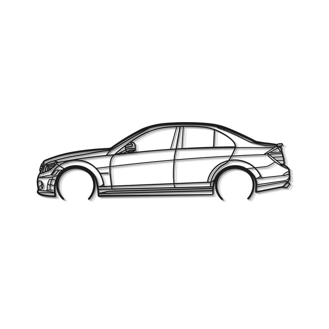 Industrial Style 2009 Mercedes-AMG C63 W204 Metal Wall Decor Minimalist Silhouette