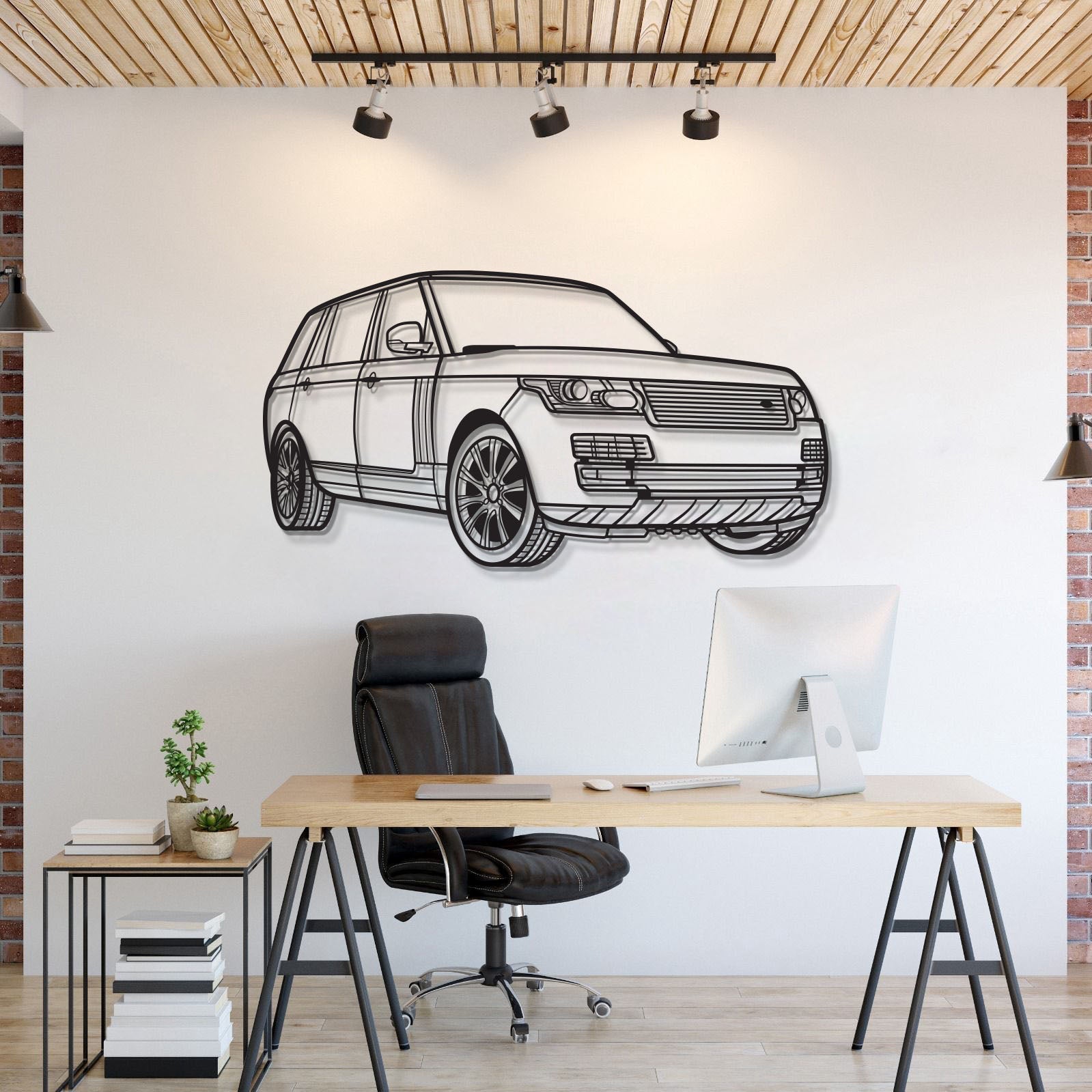 2017 Range Rover perspective metal wall art – luxury SUV silhouette décor