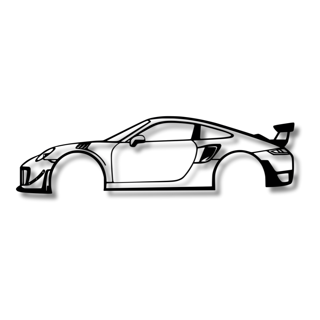 2018 PORSCHE GT2 RS – Metallkontur-Zeichnung