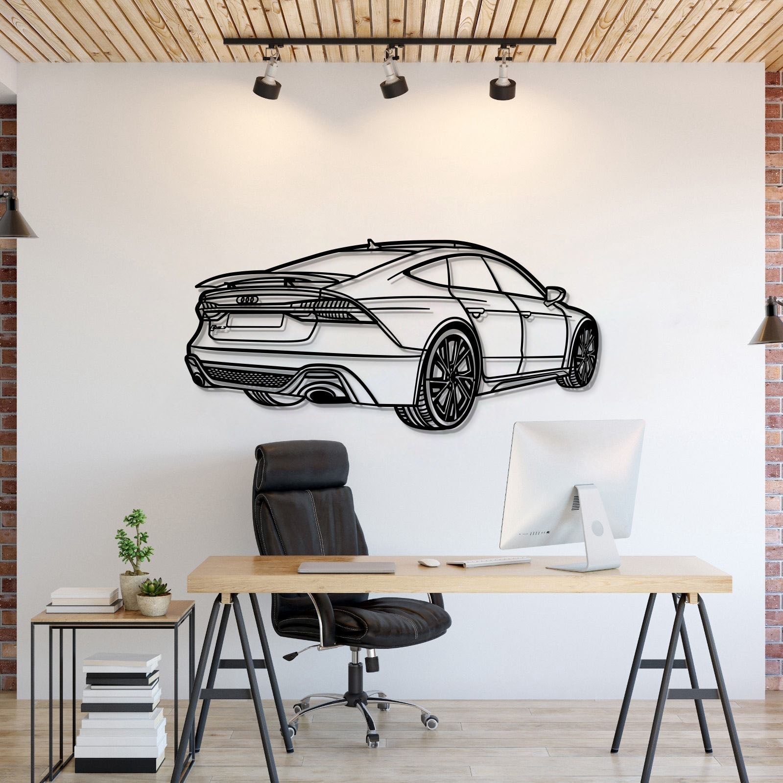 2022 Audi RS7 perspective metal wall art – sleek luxury sedan silhouette décor