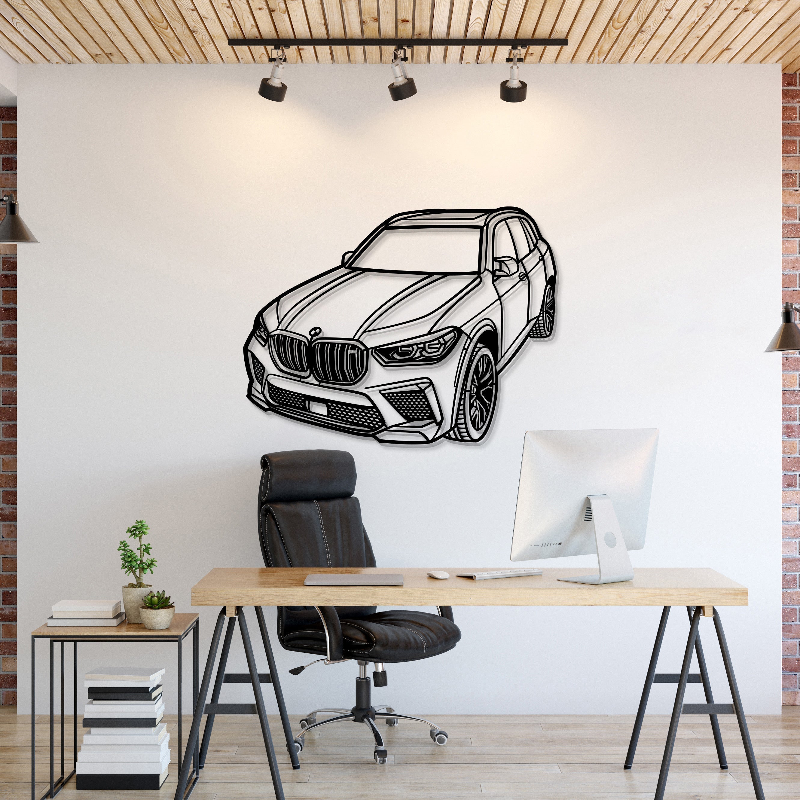 BMW X5 M (2022) perspective metal wall art – laser‑cut 2 mm textured steel with matte powder‑coat finish