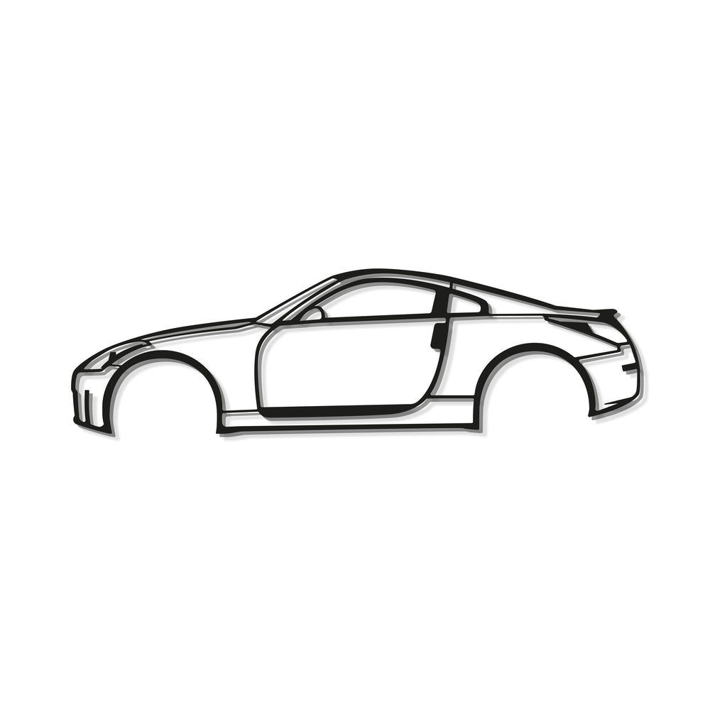 Sleek décor featuring Nissan 350Z 2005 metal wall art adding motorsport flair