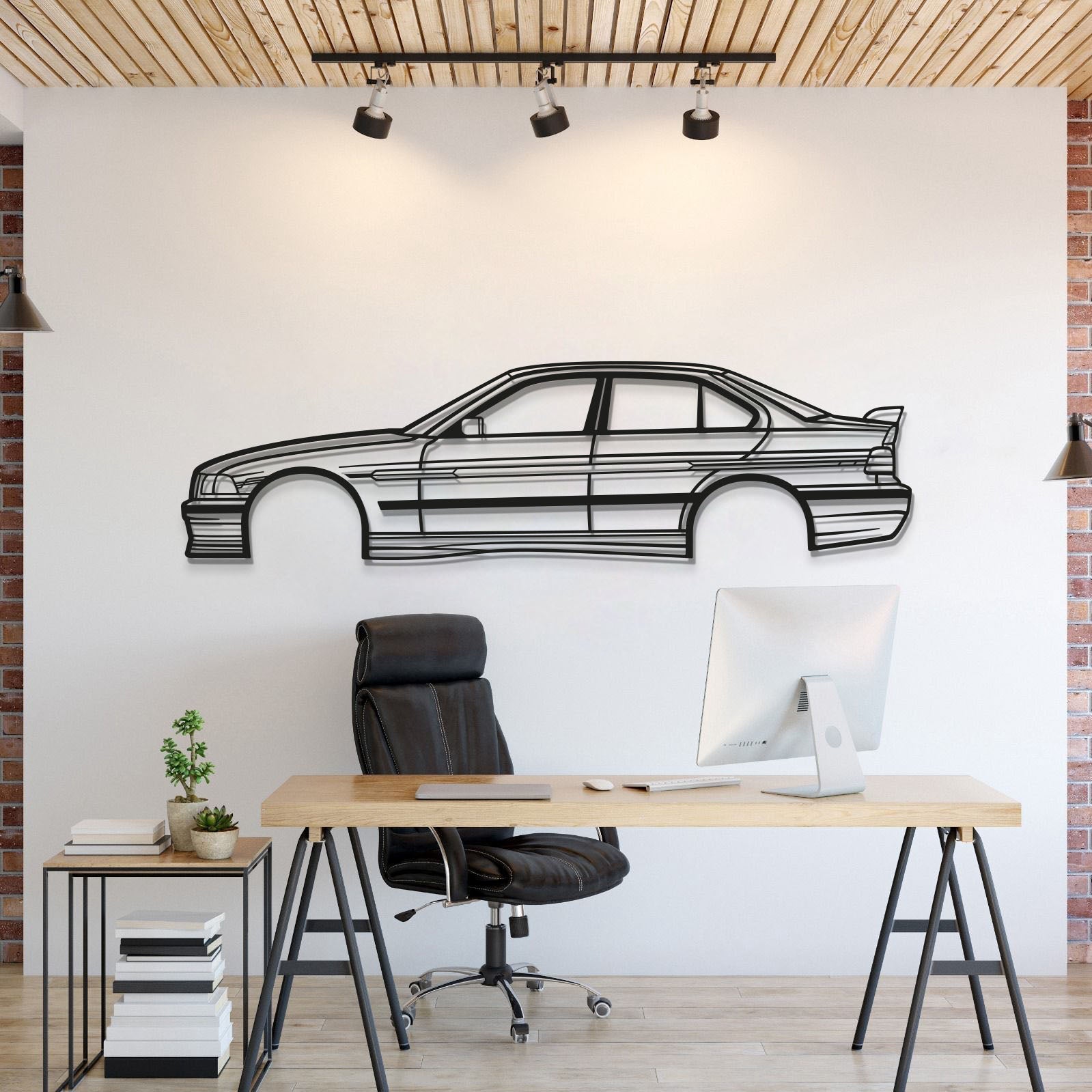 BMW E36 Alpina Coupe Metal Wall Art Silhouette Design