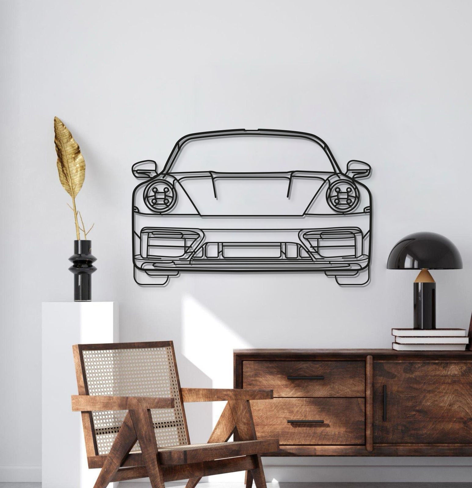 Porsche 911 992 front profile laser cut steel wall art for sports car enthusiasts
