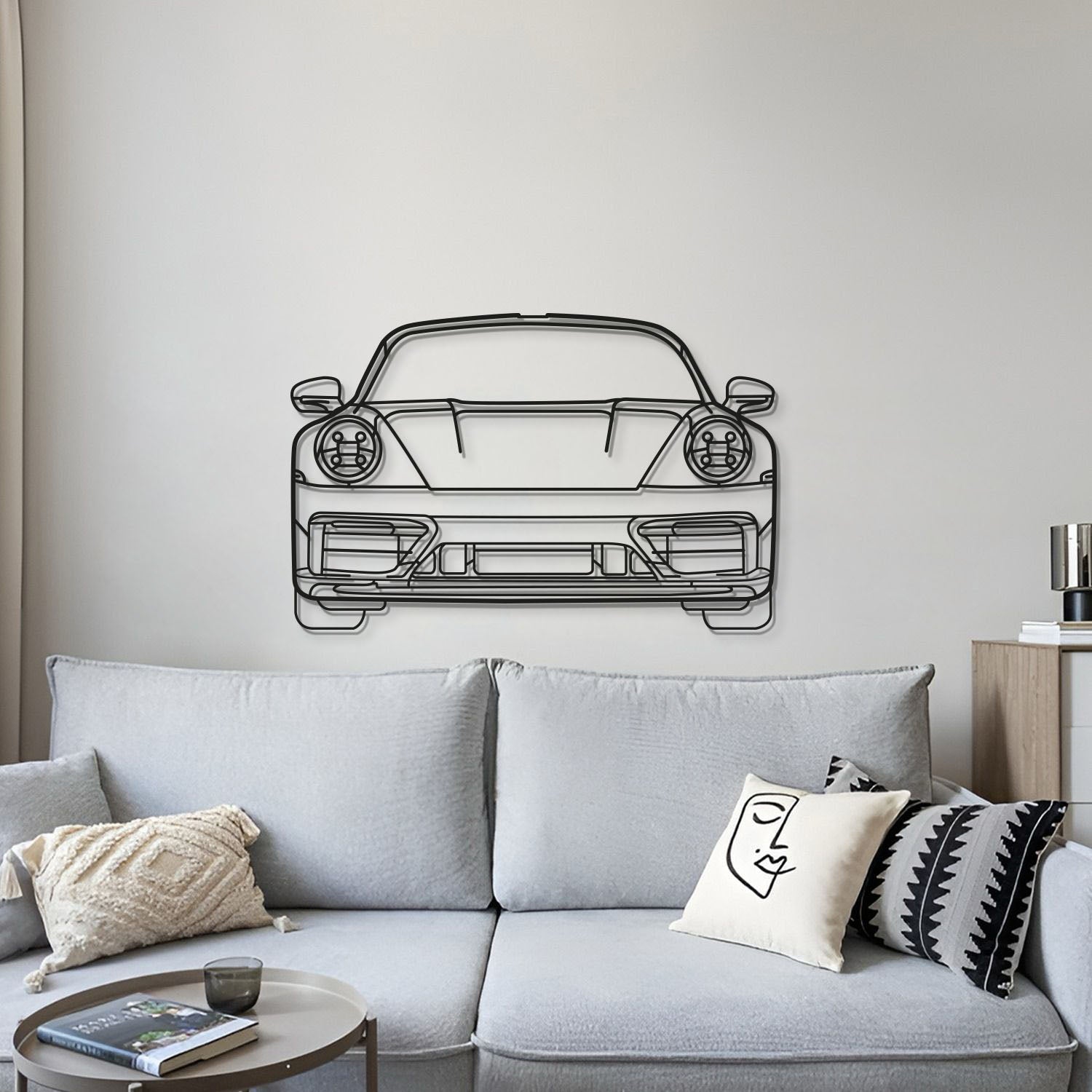 Classic Porsche 911 992 front view metal wall decoration for automotive collectors
