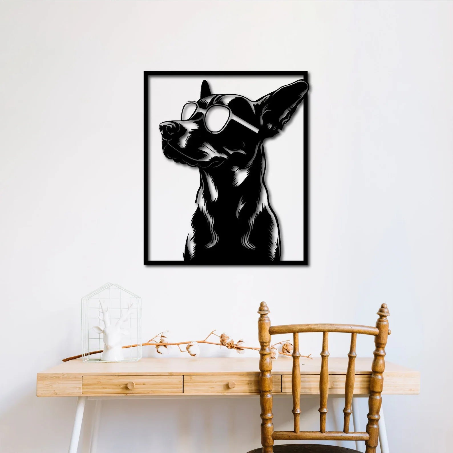 Catel Cu Ochelari – Tablou Contur Metalic - FOLDART