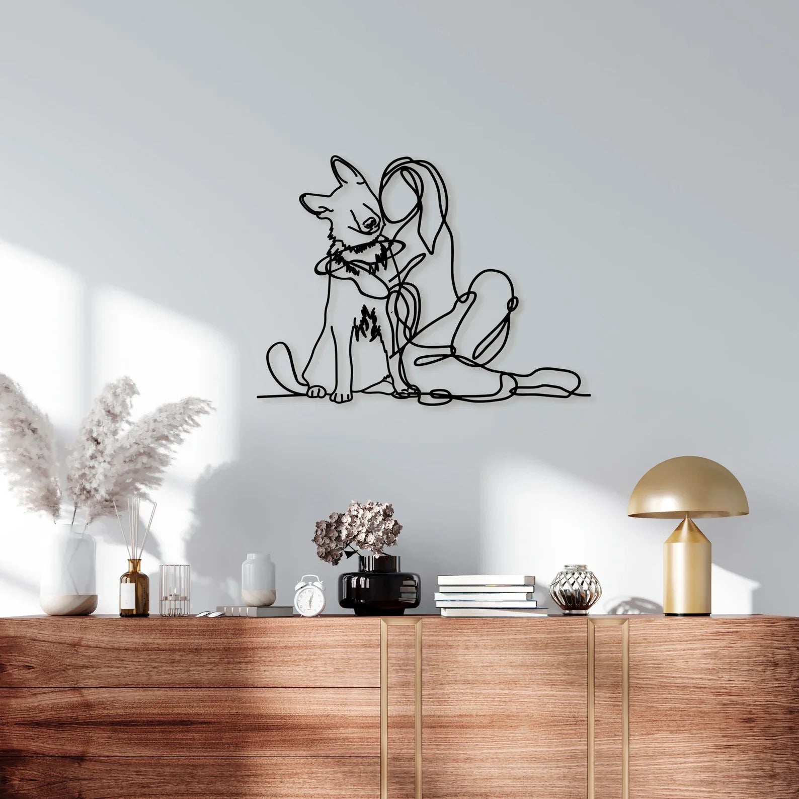 Fata cu Catel – Tablou Contur Metalic - FOLDART