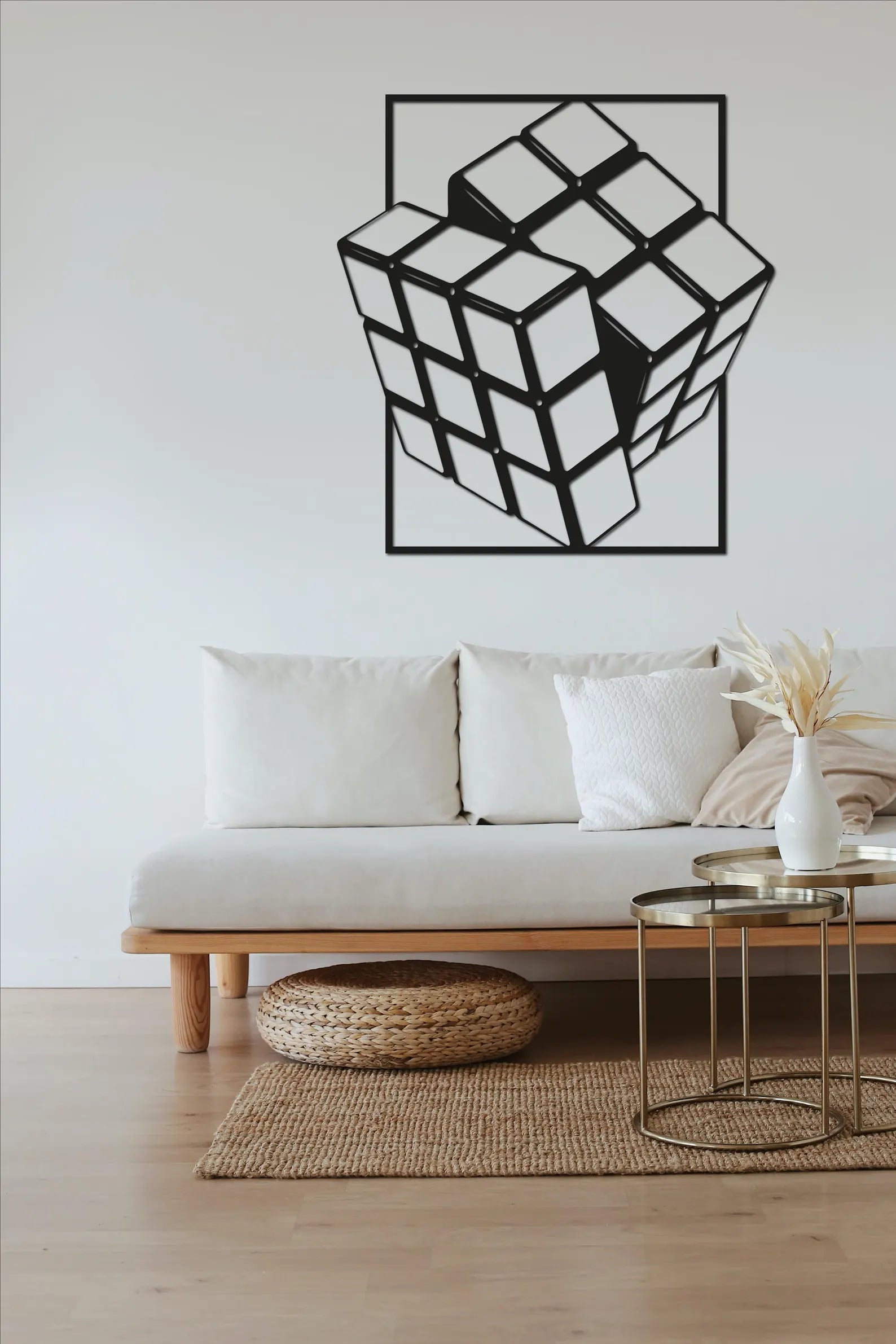 Cub Rubik 3D – Tablou Contur Metalic - FOLDART