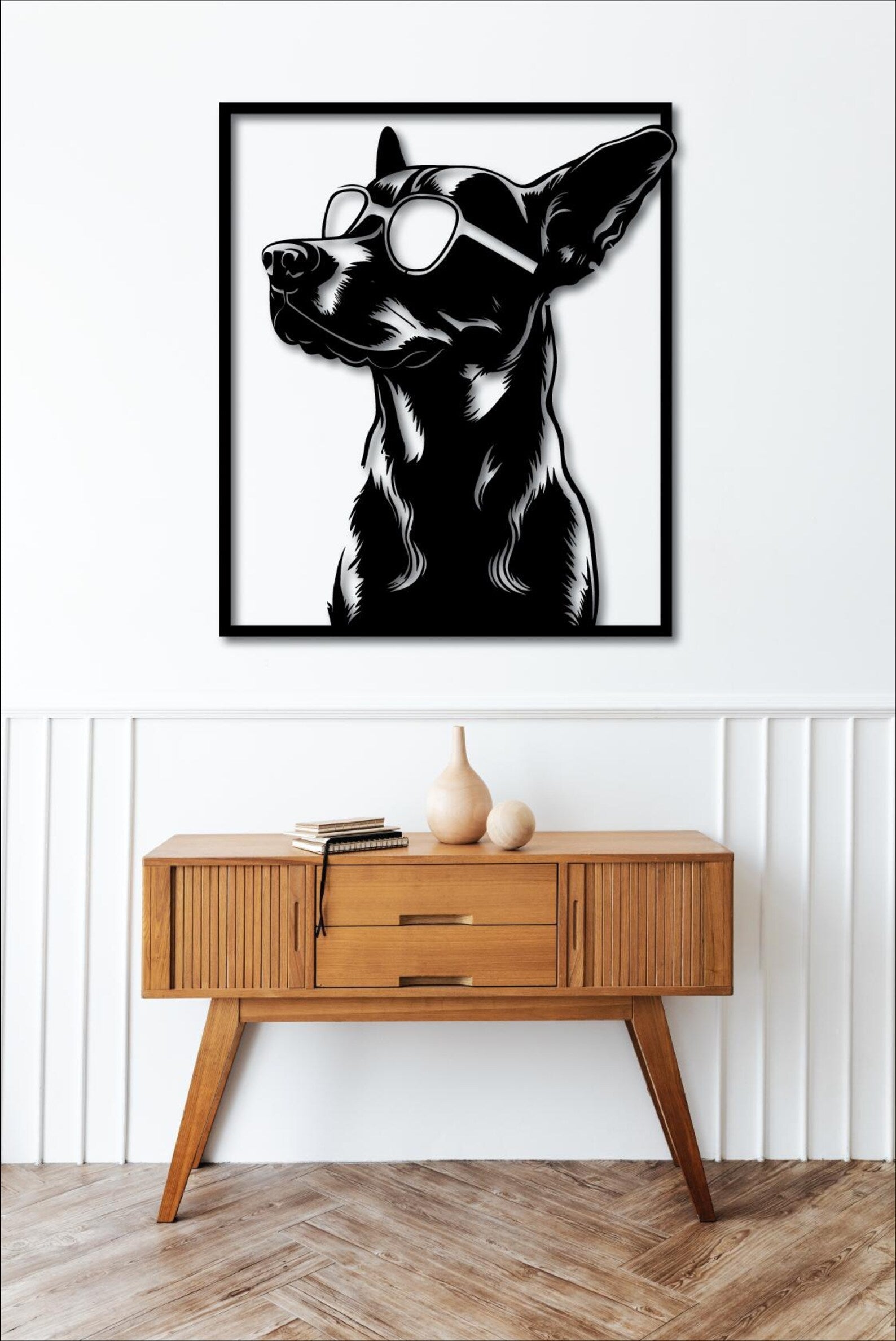 Catel Cu Ochelari – Tablou Contur Metalic - FOLDART
