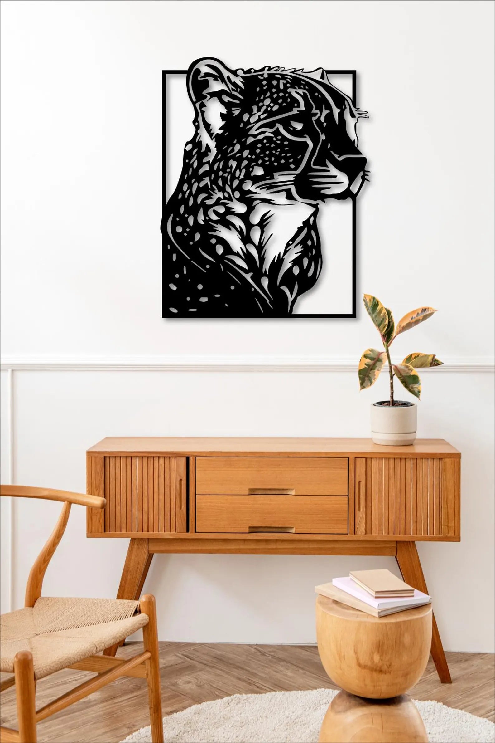 Leopard Portret – Tablou Contur Metalic - FOLDART