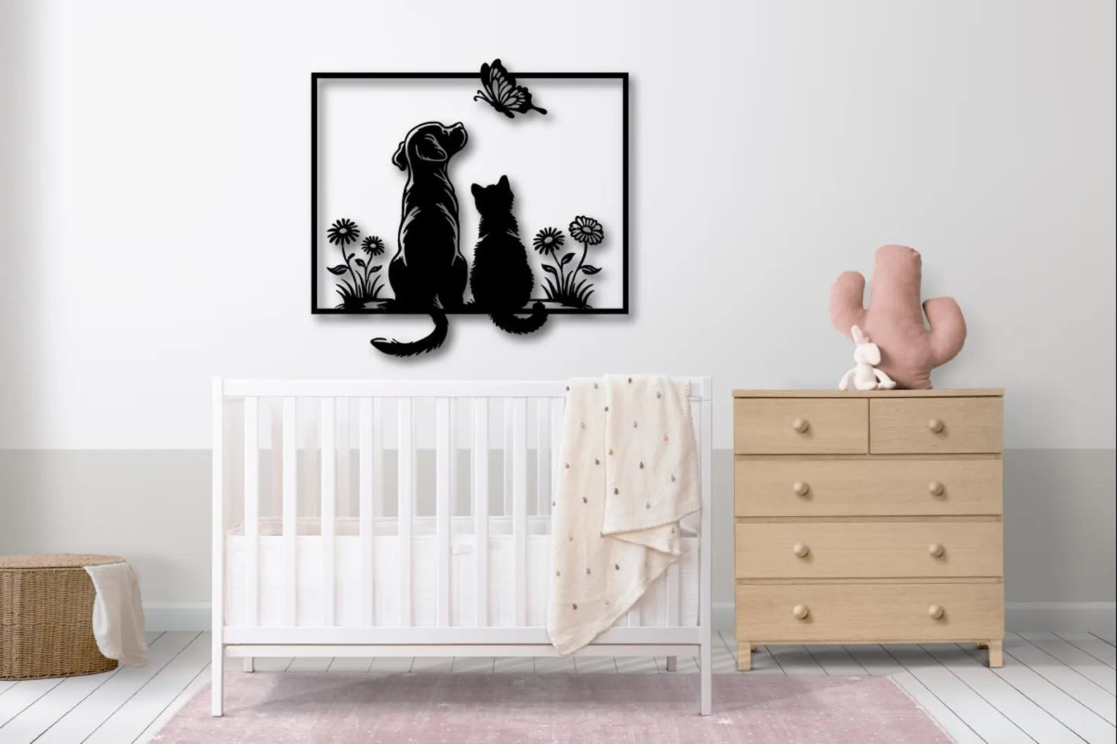 Catel si Pisica – Tablou Contur Metalic - FOLDART