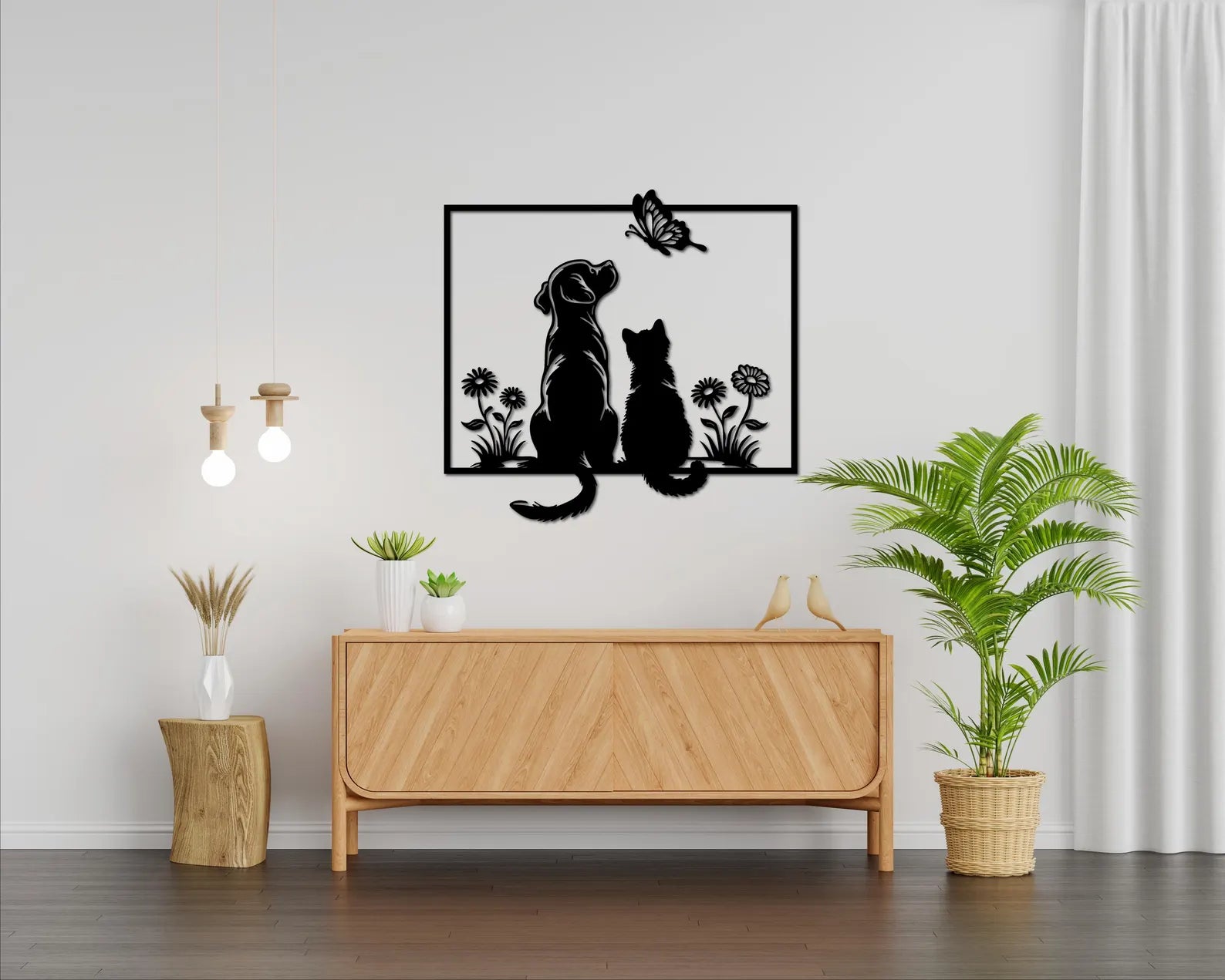 Catel si Pisica – Tablou Contur Metalic - FOLDART