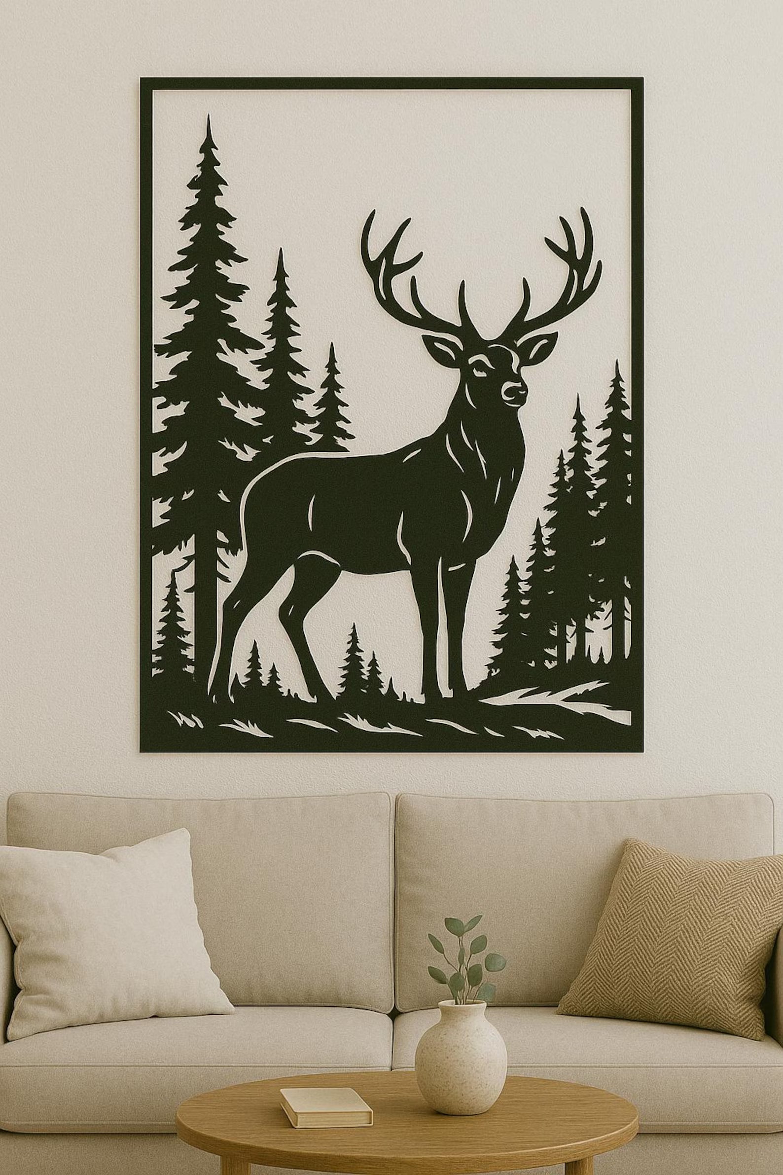 Cerb in padure – Tablou Contur Metalic - FOLDART