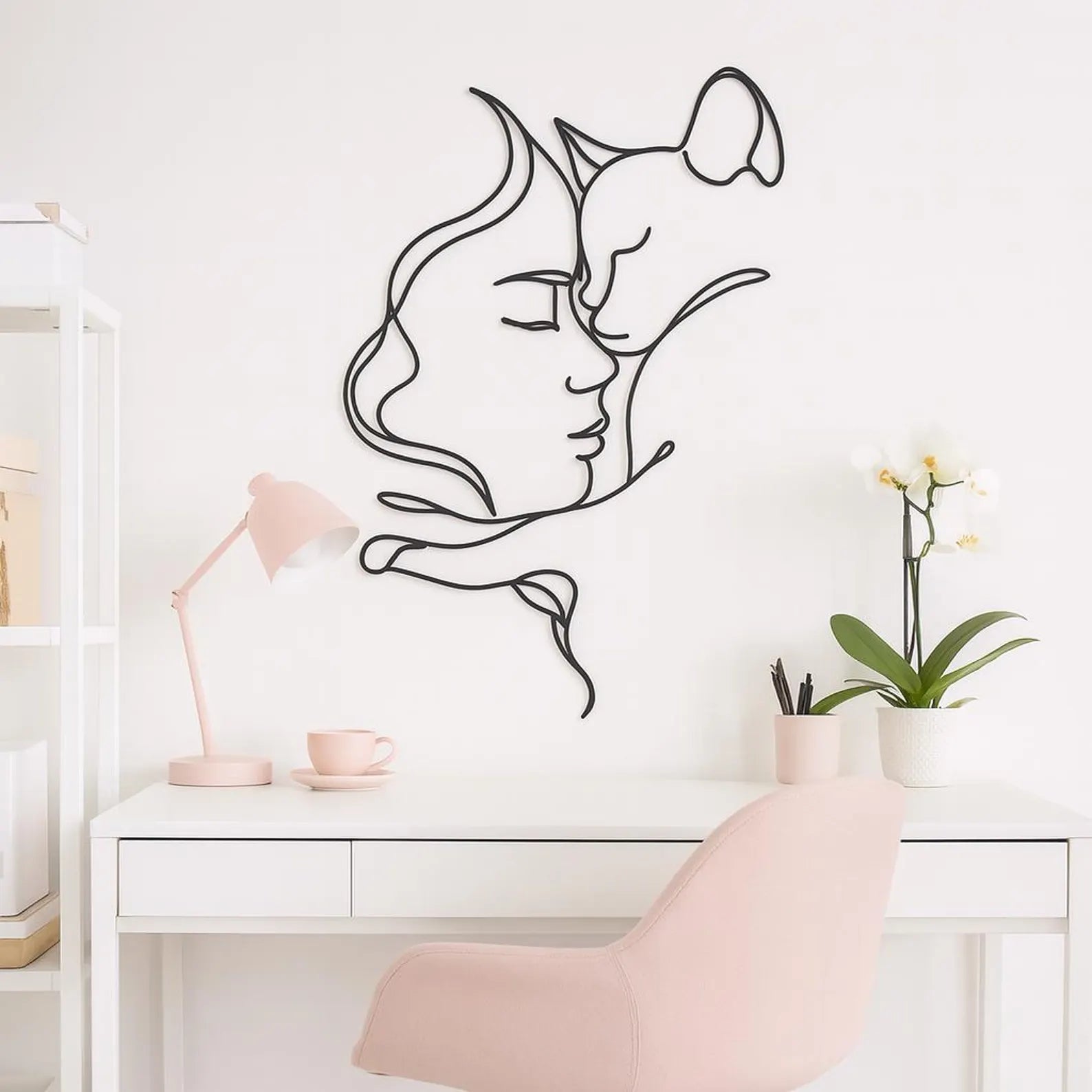 Femeie si Pisica – Tablou Contur Metalic - FOLDART