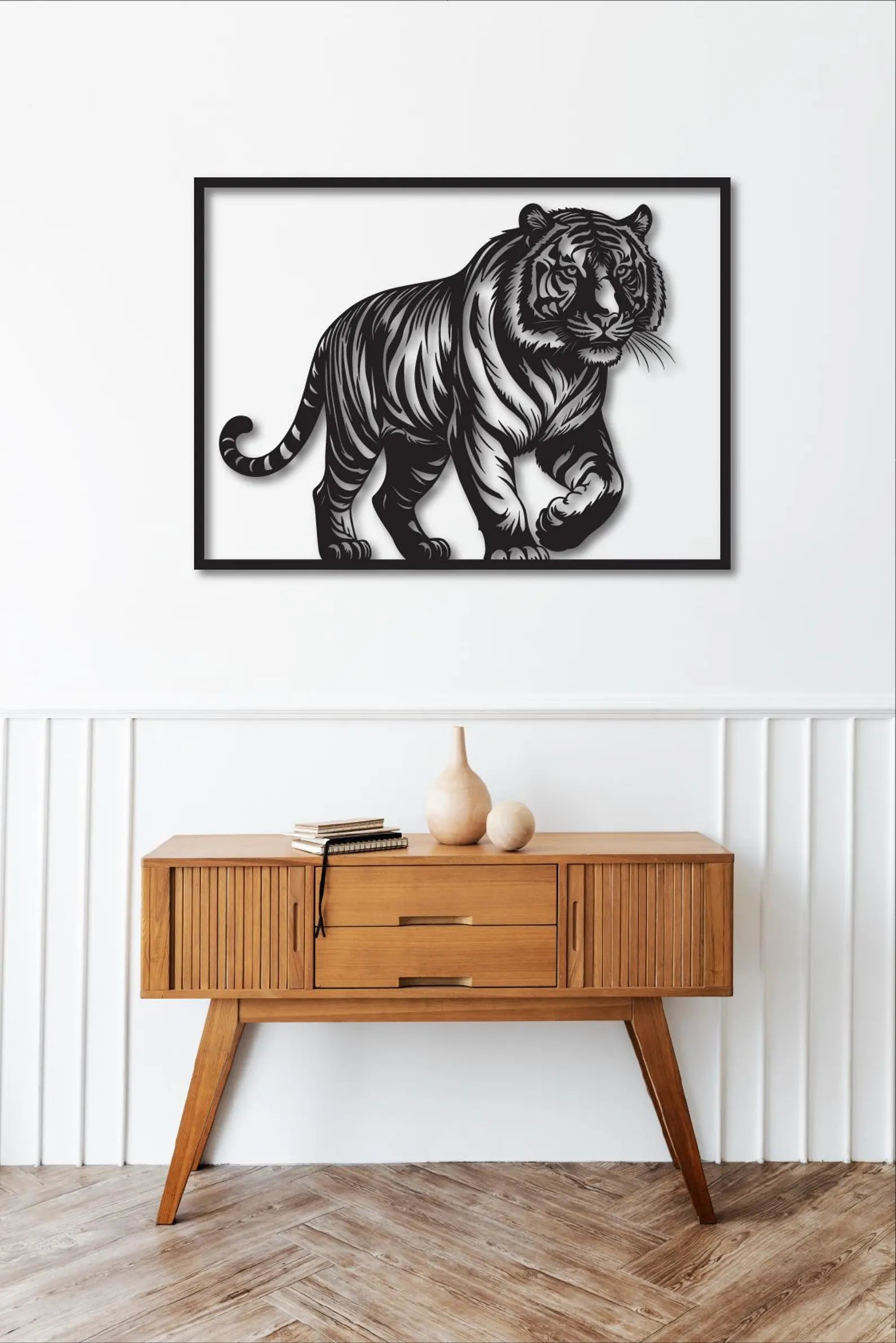 Tigru in Mers – Tablou Contur Metalic - FOLDART