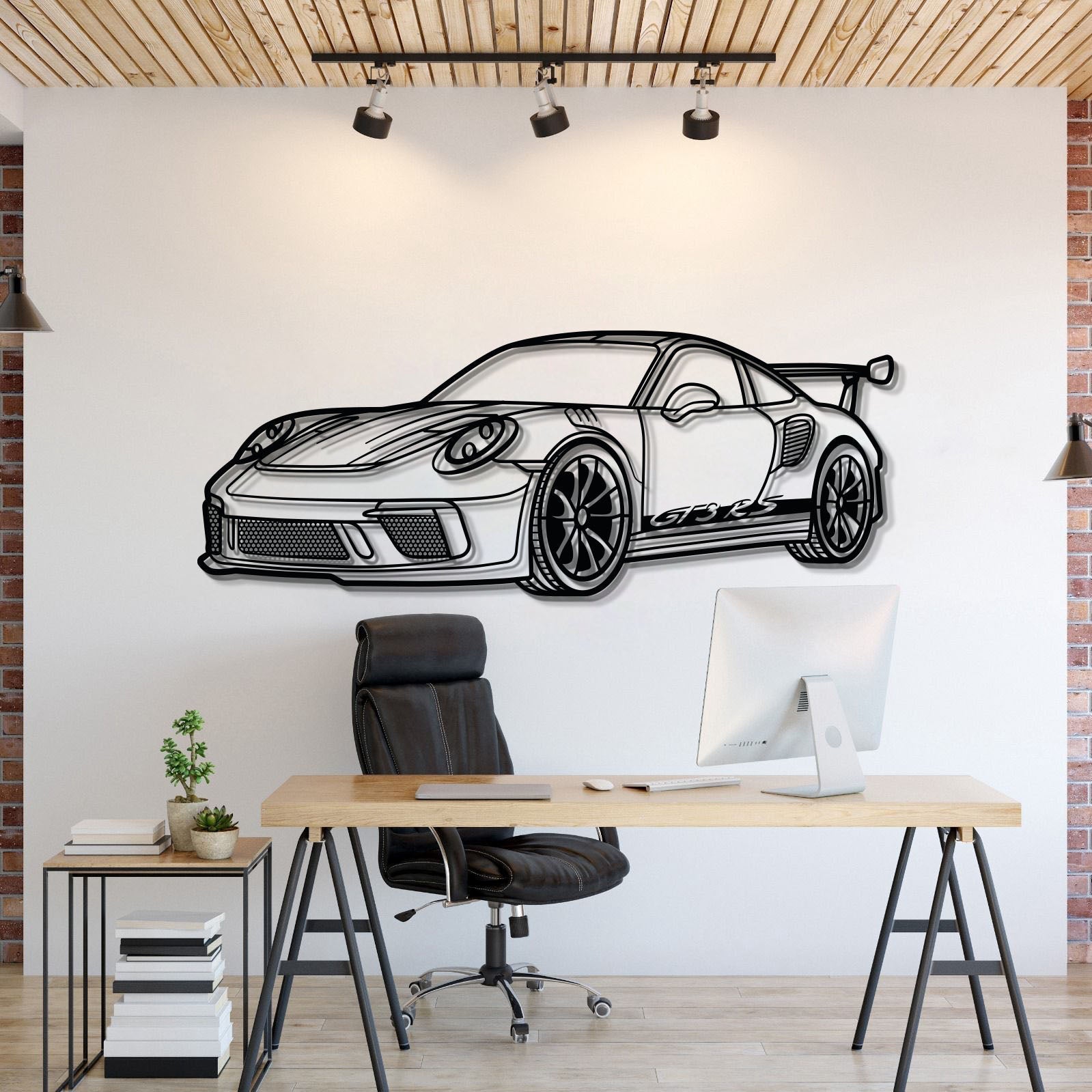 2018 Porsche 911 GT3 RS 992 perspective metal wall art laser cut steel